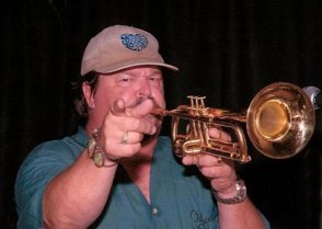 Horn player performing live